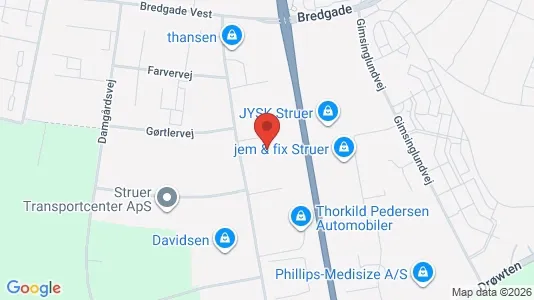 Kontorlokaler til leje i Struer - kort over placeringen