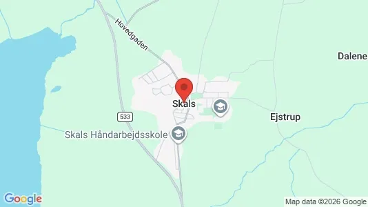 Værkstedslokaler til leje i Skals - kort over placeringen