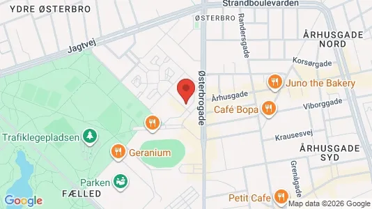 Erhvervslejemål til leje i Østerbro - kort over placeringen