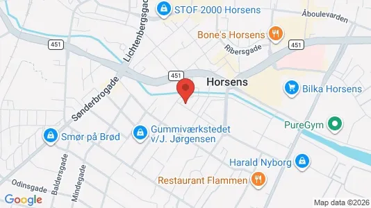 Kontorlokaler til leje i Horsens - kort over placeringen
