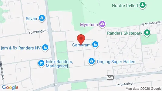 Kontorlokaler til leje i Randers NØ - kort over placeringen