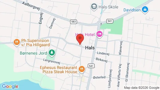 Boligudlejningsejendomme til salg i Hals - kort over placeringen