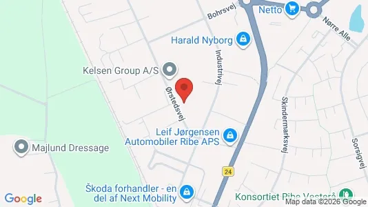 Erhvervslejemål til salg i Ribe - kort over placeringen