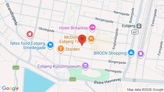 Erhvervslejemål til salg i Esbjerg Centrum - kort over placeringen