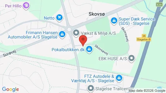 Værkstedslokaler til leje i Slagelse - kort over placeringen