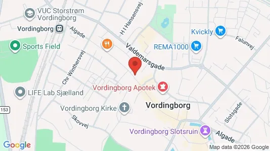 Kontorlokaler til leje i Vordingborg - kort over placeringen