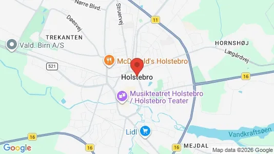 Butikslokaler til leje i Holstebro - kort over placeringen