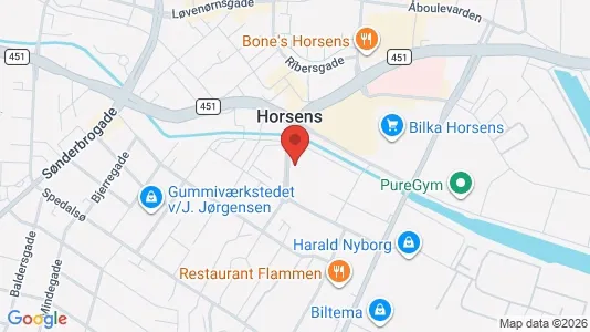 Kontorlokaler til leje i Horsens - kort over placeringen