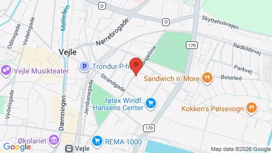 Erhvervslejemål til salg i Vejle Centrum - kort over placeringen