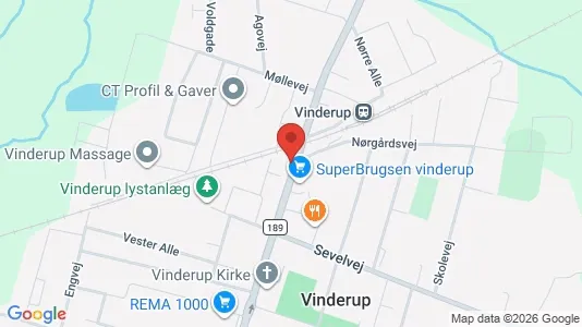 Erhvervslejemål til salg i Vinderup - kort over placeringen