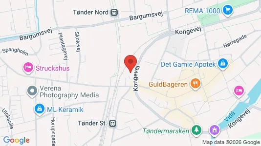 Kontorlokaler til leje i Tønder - kort over placeringen