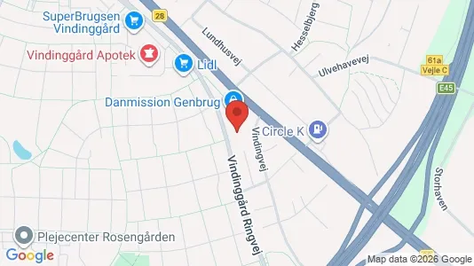 Kontorhoteller til leje i Vejle Centrum - kort over placeringen