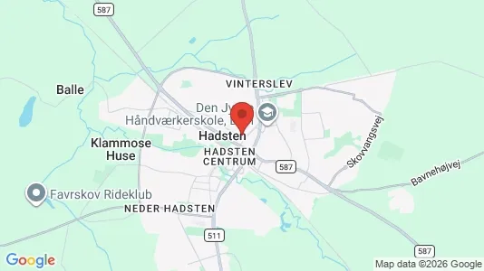 Butikslokaler til leje i Hadsten - kort over placeringen