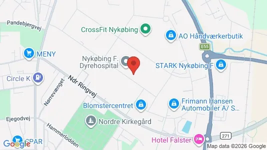 Erhvervslejemål til leje i Nykøbing Falster - kort over placeringen