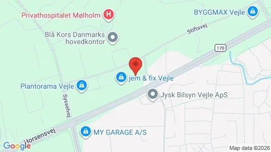 Erhvervsgrunde til salg i Vejle Centrum - kort over placeringen