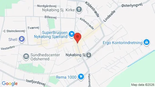 Erhvervslejemål til salg i Nykøbing Sjælland - kort over placeringen