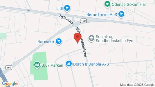 Lagerlokaler til leje i Odense SØ - kort over placeringen