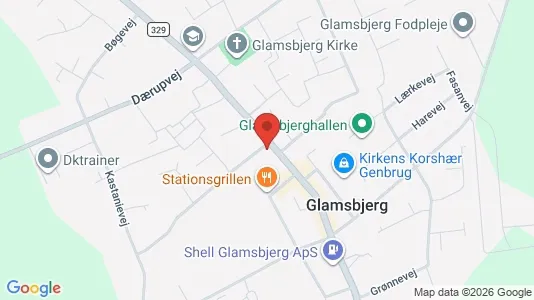 Erhvervslejemål til salg i Glamsbjerg - kort over placeringen