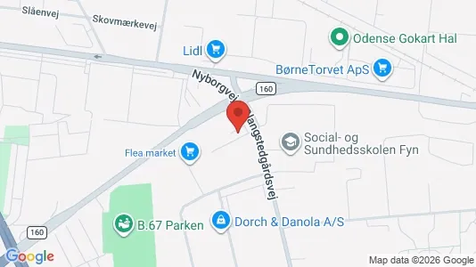 Kontorlokaler til leje i Odense SØ - kort over placeringen