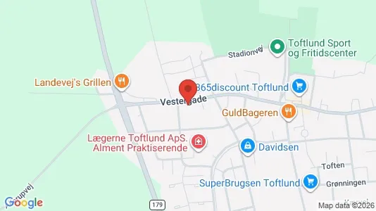 Boligudlejningsejendomme til salg i Toftlund - kort over placeringen