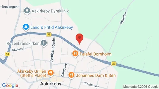 Lagerlokaler til salg i Aakirkeby - kort over placeringen