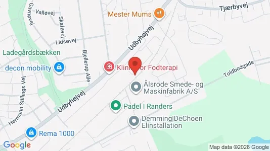 Erhvervsgrunde til salg i Randers NØ - kort over placeringen