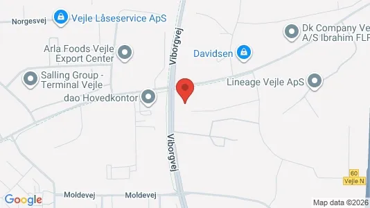 Erhvervslejemål til leje i Vejle Centrum - kort over placeringen