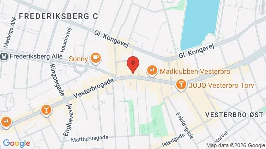 Kontorlokaler til leje i Vesterbro - kort over placeringen