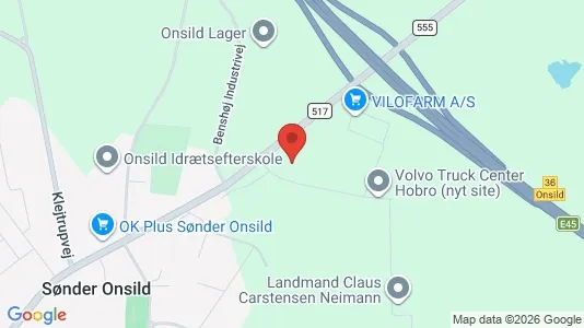 Værkstedslokaler til leje i Hobro - kort over placeringen