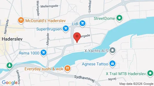 Boligudlejningsejendomme til salg i Haderslev - kort over placeringen