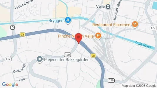 Erhvervslejemål til leje i Vejle Centrum - kort over placeringen