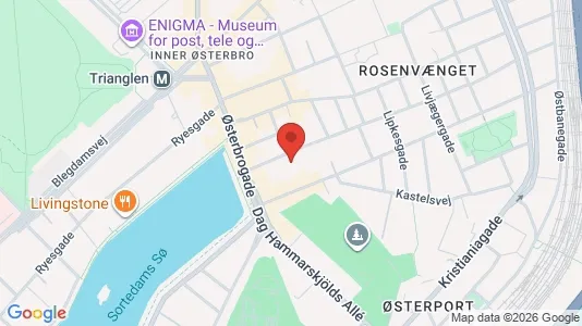 Erhvervslejemål til leje i Østerbro - kort over placeringen