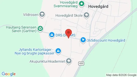 Erhvervslejemål til leje i Hovedgård - kort over placeringen