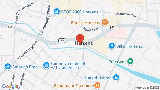Kontorlokaler til leje i Horsens - kort over placeringen