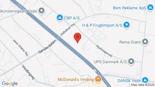 Erhvervslejemål til salg i Vejle Centrum - kort over placeringen