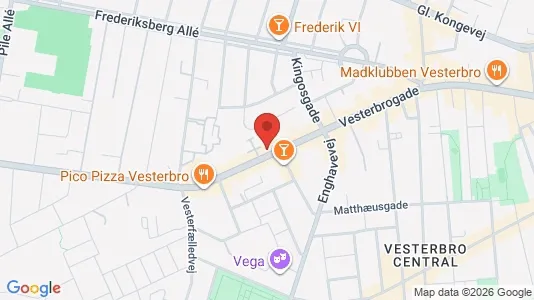 Kontorfællesskaber til leje i Vesterbro - kort over placeringen