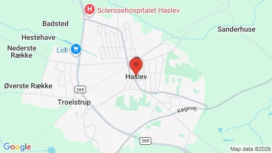 Lagerlokaler til leje i Haslev - kort over placeringen