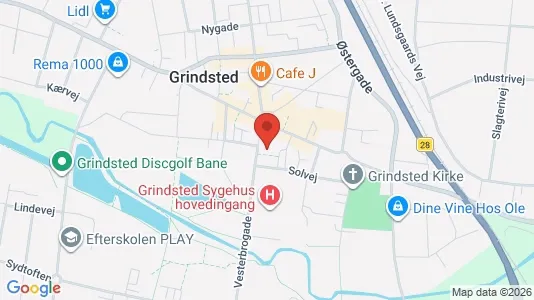 Erhvervslejemål til salg i Grindsted - kort over placeringen