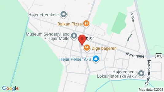 Erhvervslejemål til salg i Højer - kort over placeringen