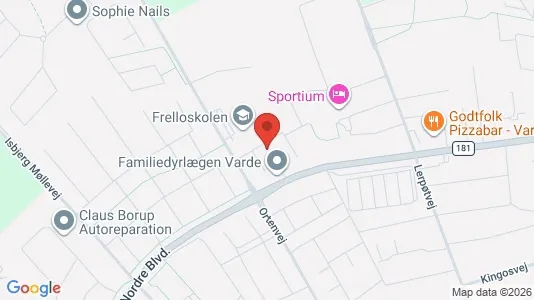 Kontorlokaler til salg i Varde - kort over placeringen