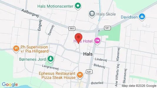 Erhvervslejemål til leje i Hals - kort over placeringen