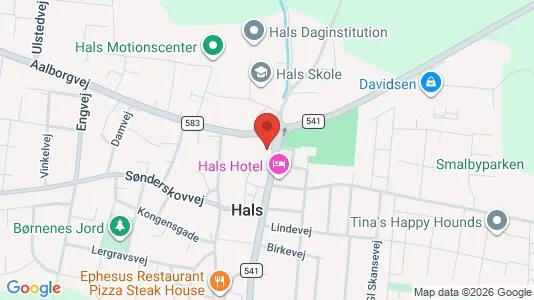 Erhvervslejemål til leje i Hals - kort over placeringen