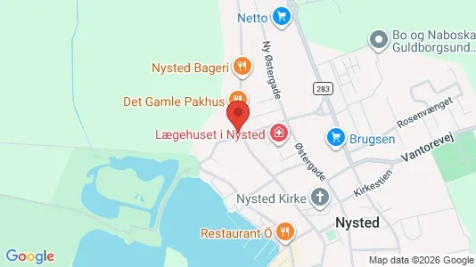 Erhvervslejemål til salg i Nysted - kort over placeringen