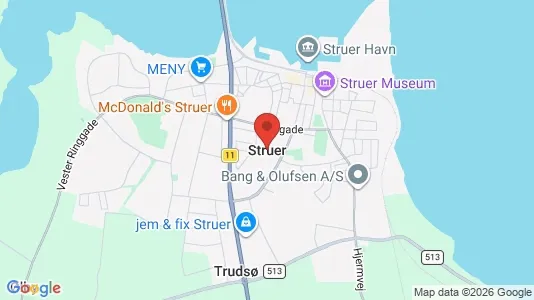 Butikslokaler til leje i Struer - kort over placeringen