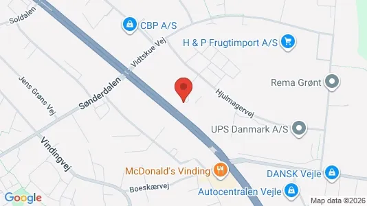 Erhvervslejemål til leje i Vejle Centrum - kort over placeringen