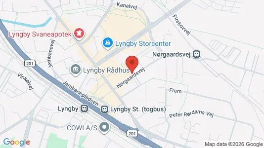 Erhvervslejemål til leje i Kongens Lyngby - kort over placeringen