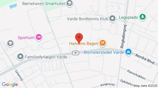 Kontorlokaler til leje i Varde - kort over placeringen