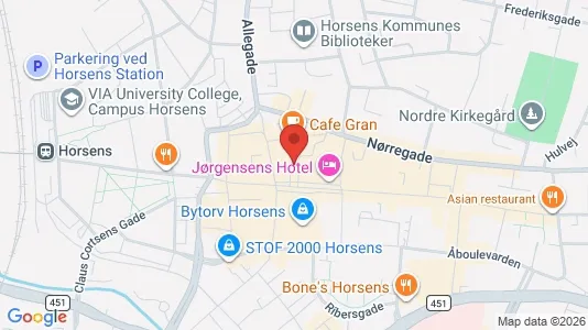 Erhvervslejemål til salg i Horsens - kort over placeringen