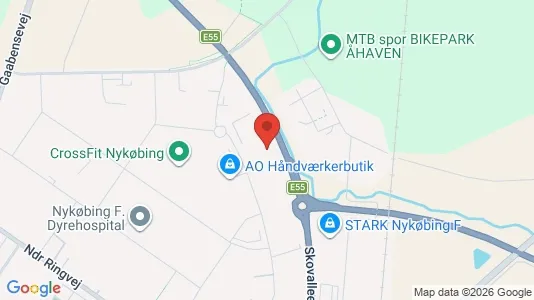 Kontorlokaler til leje i Nykøbing Falster - kort over placeringen