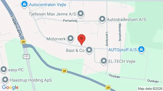 Erhvervsgrunde til leje i Vejle Centrum - kort over placeringen